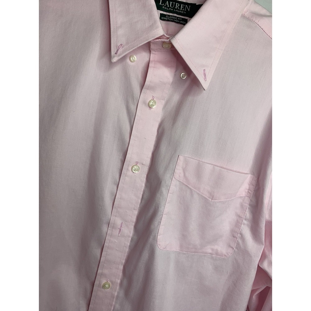 Mens Lauren Ralph Lauren Classic Fit Stretch Non Iron Sz 17 34/35 Pink Shirt
